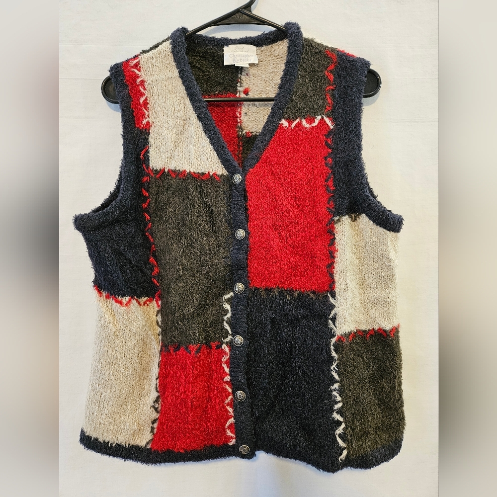 Vintage Christopher & Banks Hand Embroidered Sweater Vest size Large